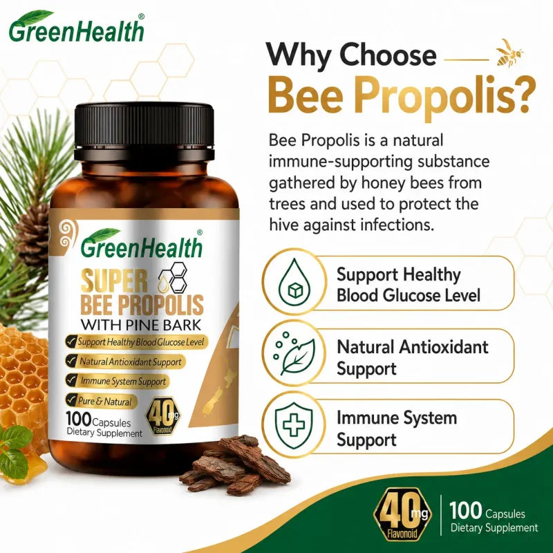 Bee Propolis 2600mg x 100 Capsules – back label and ingredients panel