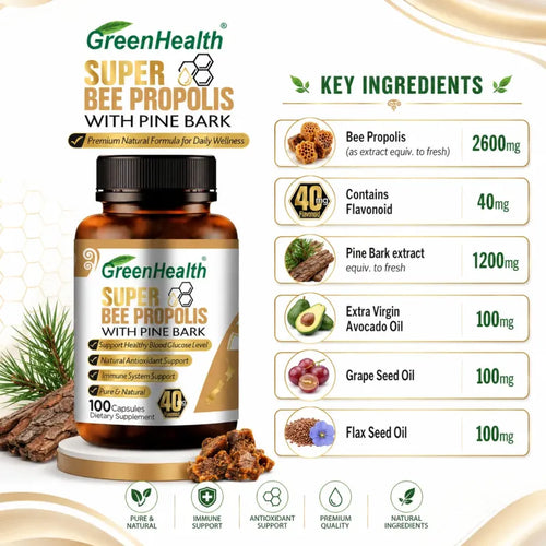 Bee Propolis 2600mg x 100 Capsules – product packaging and label detail