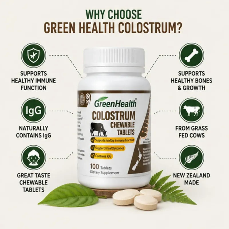 Colostrum 100 Chewable Tablets – bottle with capsules displayed