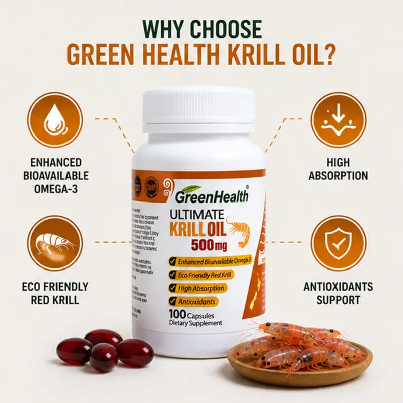 Krill Oil 500mg x 100 Capsules – back label and ingredients panel