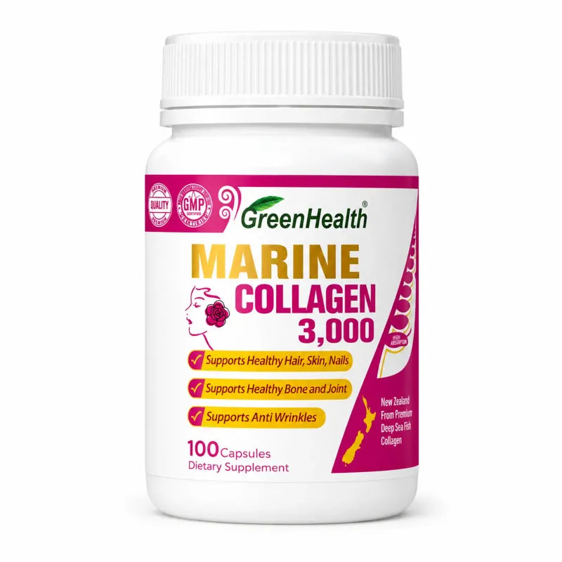 Marine Collagen 3000mg x 100 vege capsules – bottle front view