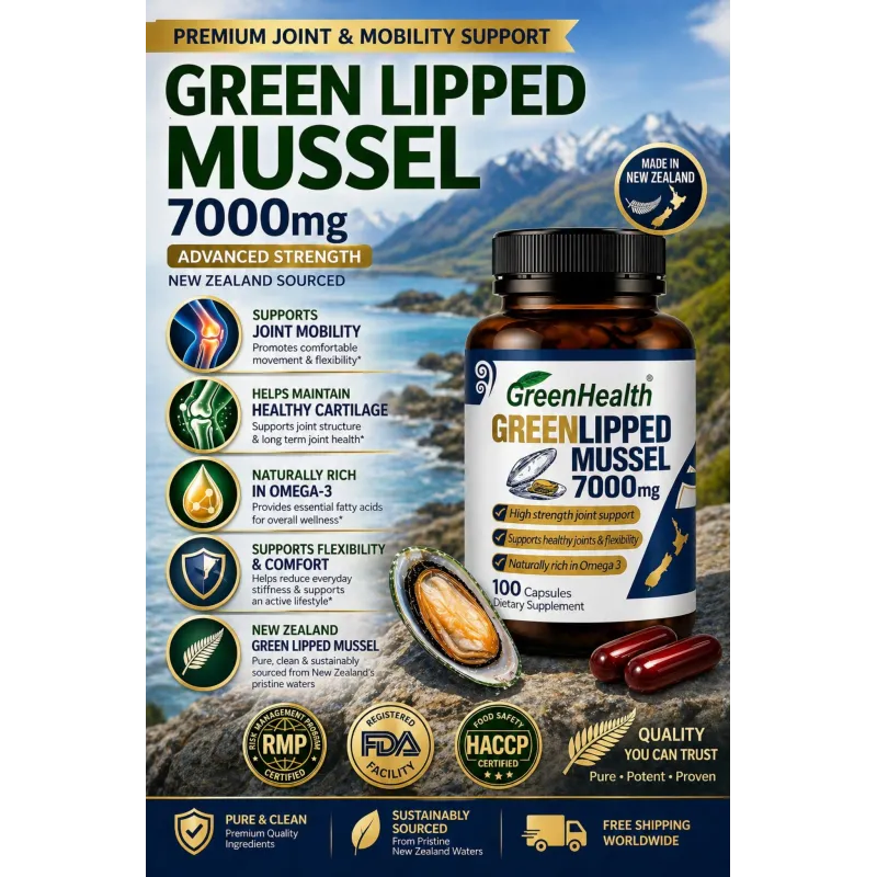 Green Lipped Mussel 7000mg 100 Capsules – product packaging and label detail