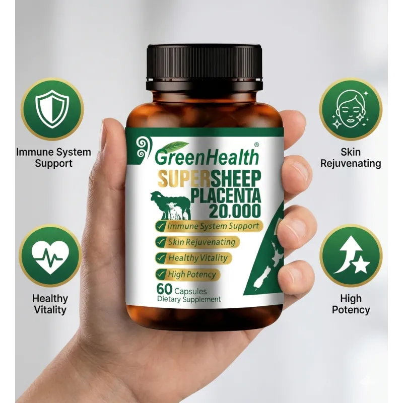 Sheep Placenta 20000mg 60 Capsules – product packaging and label detail