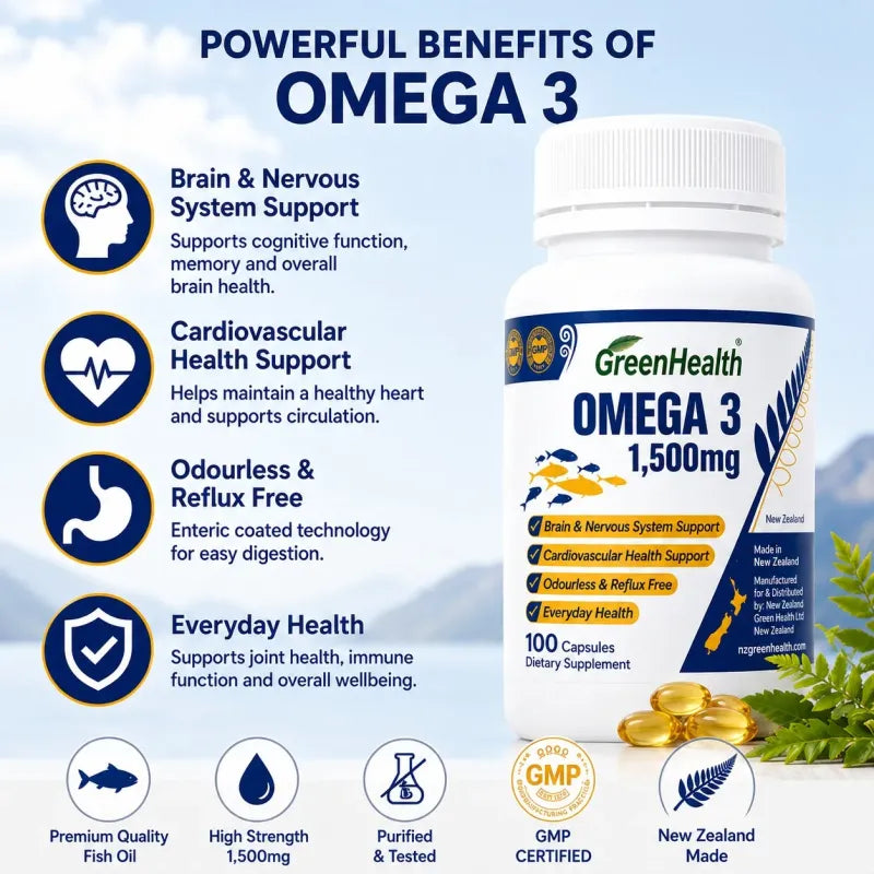 Omega 3 1500mg x 100 Capsules – product packaging and label detail
