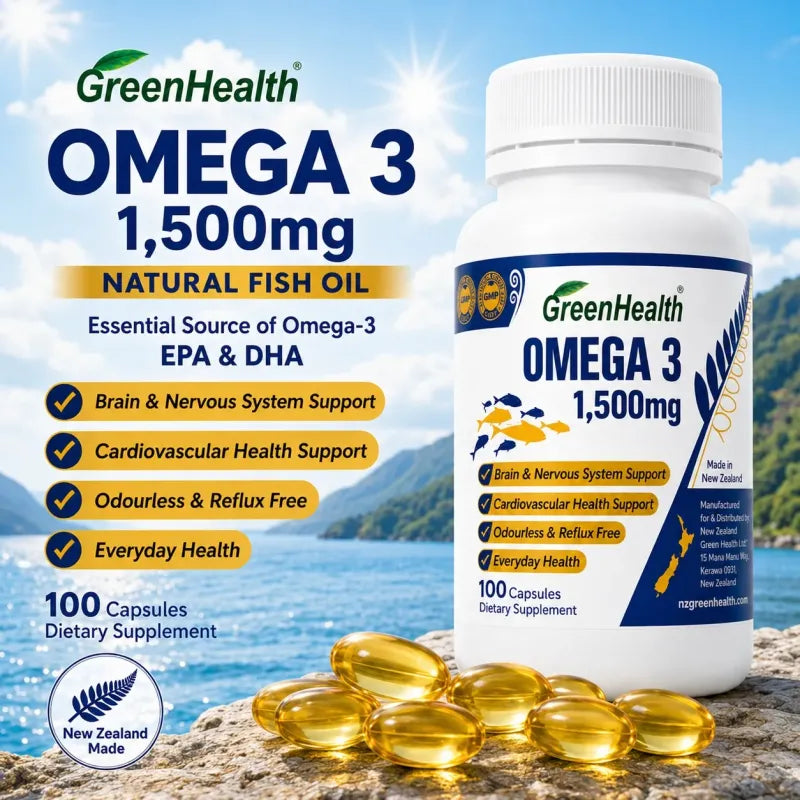 Omega 3 1500mg x 100 Capsules – bottle with capsules displayed