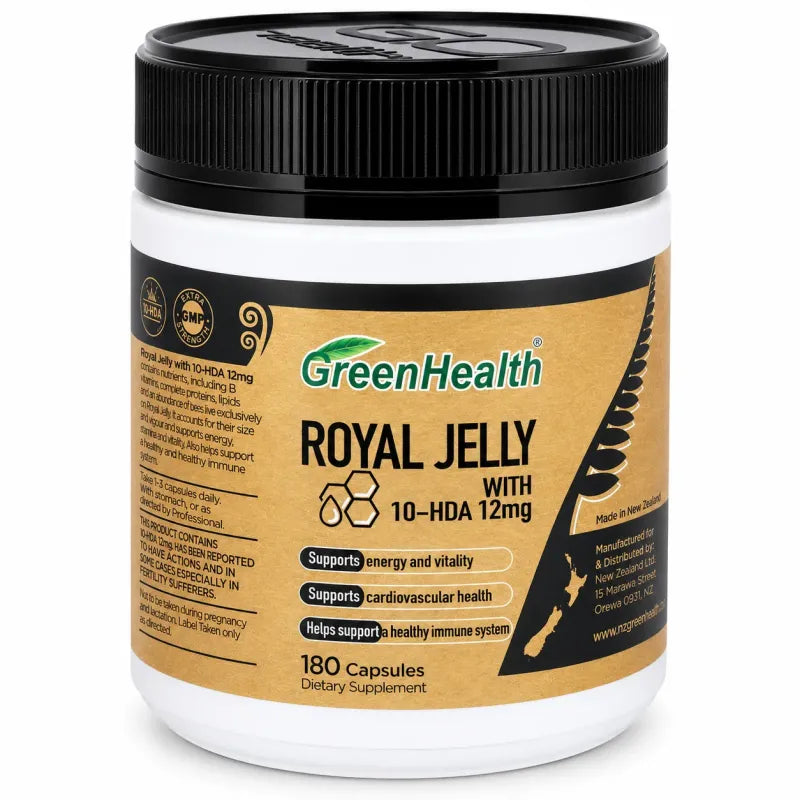 Royal Jelly Extract 1000mg x 180 Capsules – bottle front view