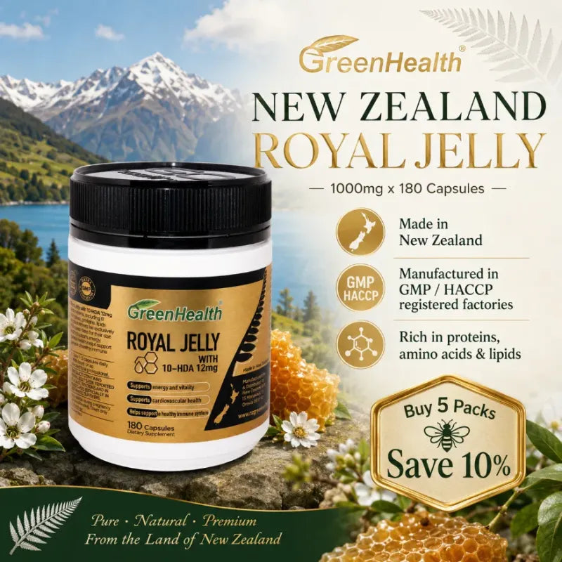 Royal Jelly Extract 1000mg x 180 Capsules – product packaging and label detail